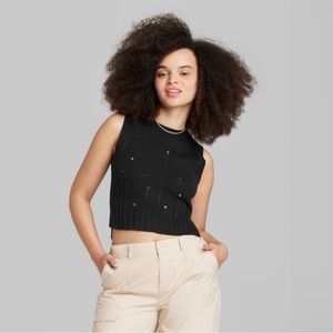 Crewneck Deconstructed Sweater Tank Top